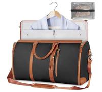 Trendfetchus Foldable Travel Bag 2.0, Luxury Travel Bag with Trolley Glide Wheels, 2 in 1 Convertible Large PU Leather Waterproof Duffle Bag (Black)