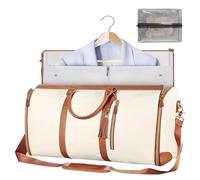 Trendfetchus Foldable Travel Bag 2.0, Luxury Travel Bag with Trolley Glide Wheels, 2 in 1 Convertible Large PU Leather Waterproof Duffle Bag (White)