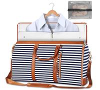 Trendfetchus Foldable Travel Bag 2.0, Luxury Travel Bag with Trolley Glide Wheels, 2 in 1 Convertible Large PU Leather Waterproof Duffle Bag (Stripes-B)