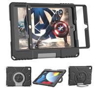 TrendGate iPad 10.2 Inch Case for 9th/8th/7th Generation (2021/2020/2019) - Lightweight Shockproof with Built-in Screen Protector, Handle Stand - Black