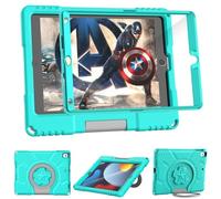 TrendGate Lightweight Shockproof iPad 10.2 Case with Built-in Screen Protector and Handle Stand for iPad 10.2 - Turquoise