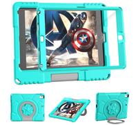 TrendGate Lightweight Shockproof iPad Case Built-in Screen Protector with Handle Stand for iPad 9.7 Inch - Cyan