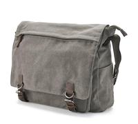 Trendhim Bag Messenger Men's Grey | Canvas Satchel & Laptop Bag made of Durable Materials | Danish Design | Fits a 16 Inch Computer | Ideal for Work and School