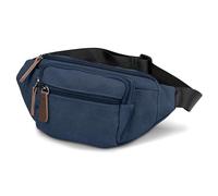 Trendhim Bum Bag Men Denim Blue | Canvas Waist Bag with Genuine Leather Details & Adjustable Strap | 26×16.5×10 cm | Danish Design | Casual Accessory