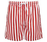 Trendhim Striped Swim Shorts Men Red & White | 46 cm Quick-Dry Swim Trunks with Elastic Waistband | Lightweight Summer Beach Shorts | Danish Design
