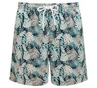 Trendhim Swim Shorts Men Long | Floral-Patterned Swim Trunks in Smoke Grey & Beige | Quick-Dry Swimming Shorts with Drawstring & Liner | Danish Design for Beach & Pool