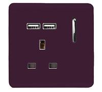 Trendi 1 Gang Artistic Modern Glossy 13 Amp 2x2.1mA USB Switched Tactile Plum