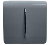 Trendi 1 Gang 2 Way 240V Screwless Raised Front Plate Plastic Artistic Modern Glossy 10 Amp Chrome Rocker Single Electrical Wall Light Switch Warm Grey - ART-SS2WG