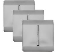 Trendi 1 Gang 2 Way 10 Amp Rocker Chrome Light Switch Brushed Steel (3 Pack)