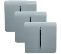 Trendi 1 Gang 2 Way 10 Amp Rocker Chrome Light Switch Glossy Cool Grey (3 Pack)