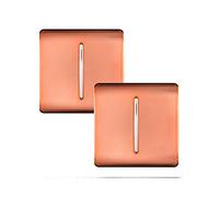 Trendi 1 Gang 2 Way 10 Amp Rocker Chrome Light Switch Glossy Copper (2 Pack)
