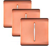 Trendi 1 Gang 2 Way 10 Amp Rocker Chrome Light Switch Glossy Copper (3 Pack)