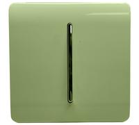 Trendi 1 Gang 2 Way 240V Screwless Raised Front Plate Plastic Artistic Modern Glossy 10 Amp Chrome Rocker Single Electrical Wall Light Switch Moss Green - ART-SS2MG