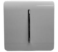 Trendi 1 Gang 2 Way 10A Rocker Chrome Light Switch - Glossy Light Grey (ART-SS2LG)