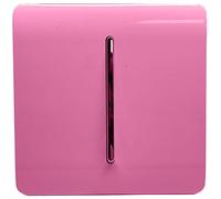Trendi 1 Gang 2 Way 240V Screwless Raised Front Plate Plastic Artistic Modern Glossy 10 Amp Chrome Rocker Single Electrical Wall Light Switch Candy Pink - ART-SS2PK