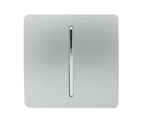 Trendi 1 Gang 2 Way 240V Screwless Raised Front Plate Plastic Artistic Modern Glossy 10 Amp Chrome Rocker Single Electrical Wall Light Switch Platinum Silver - ART-SS2SI