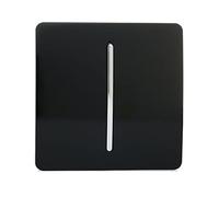 Trendi 1 Gang 2 Way 240V Screwless Raised Front Plate Plastic Artistic Modern Glossy 10 Amp Chrome Rocker Single Electrical Wall Light Switch Piano Black - ART-SS2BK