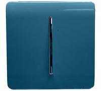 Trendi 1 Gang 2 Way 240V Screwless Raised Front Plate Plastic Artistic Modern Glossy 10 Amp Chrome Rocker Single Electrical Wall Light Switch Midnight Blue - ART-SS2MD