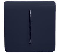 Trendi 1 Gang 2 Way 240V Screwless Raised Front Plate Plastic Artistic Modern Glossy 10 Amp Chrome Rocker Single Electrical Wall Light Switch Navy Blue - ART-SS2NV