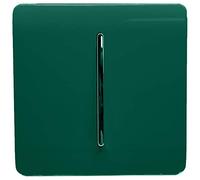 Trendi 1 Gang 2 Way 240V Screwless Raised Front Plate Plastic Artistic Modern Glossy 10 Amp Chrome Rocker Single Electrical Wall Light Switch Dark Green - ART-SS2DG