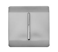 Trendi 1 Gang 2 Way 240V Screwless Raised Front Plate Plastic Artistic Modern Glossy 10 Amp Chrome Rocker Single Electrical Wall Light Switch Brushed Steel- ART-SS2BS