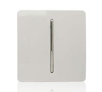 Trendi 1 Gang 2 Way 240V Screwless Raised Front Plate Plastic Artistic Modern Glossy 10 Amp Chrome Rocker Single Electrical Wall Light Switch Ice White - ART-SS2WH