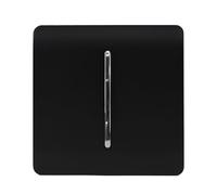 Trendi 1 Gang 2 Way 240V Screwless Raised Front Plate Plastic Artistic Modern Glossy 10 Amp Chrome Rocker Single Electrical Wall Light Switch Matt Black - ART-SS2MBK