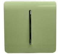 Trendi 1 Gang 2 Way 240V Screwless Raised Front Plate Plastic Artistic Modern Glossy 10 Amp Chrome Rocker Single Electrical Wall Light Switch Moss Green - ART-SS2MG