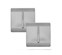 Trendi 1 Gang 2 Way Artistic Modern Glossy 10 Amp Rocker Light Switch Stainless Steel (2 Pack)