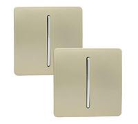 Trendi 1 Gang 2 Way Artistic Modern Glossy 10 Amp Rocker Tactile Light Switch Champagne Gold (2 Pack)