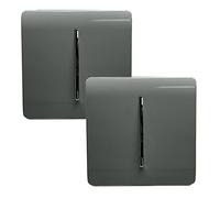 Trendi 1 Gang 2 Way Artistic Modern Glossy 10 Amp Rocker Tactile Light Switch Charcoal (2 Pack)