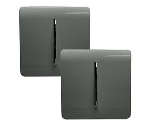 Trendi 1 Gang 2 Way Artistic Modern Glossy 10 Amp Rocker Tactile Light Switch Charcoal (2 Pack)
