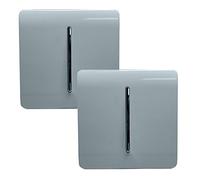 Trendi 1 Gang 2 Way Artistic Modern Glossy 10 Amp Rocker Tactile Light Switch Cool Grey (2 Pack)