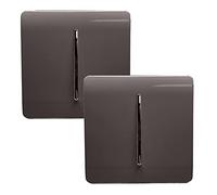 Trendi 1 Gang 2 Way Artistic Modern Glossy 10 Amp Rocker Tactile Light Switch Dark Brown (2 Pack)