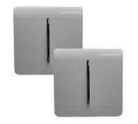 Trendi 1 Gang 2 Way Artistic Modern Glossy 10 Amp Rocker Tactile Light Switch Light Grey (2 Pack)