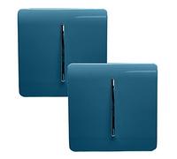 Trendi 1 Gang 2 Way Artistic Modern Glossy 10 Amp Rocker Tactile Light Switch Midnight Blue (2 Pack)