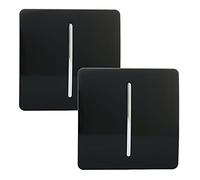 Trendi 1 Gang 2 Way Artistic Modern Glossy 10 Amp Rocker Tactile Light Switch Piano Black (2 Pack)