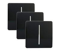 Trendi 1 Gang 2 Way Artistic Modern Glossy 10 Amp Rocker Tactile Light Switch Piano Black (3 Pack)