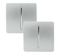 Trendi 1 Gang 2 Way Artistic Modern Glossy 10 Amp Rocker Tactile Light Switch Silver (2 Pack)