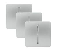 Trendi 1 Gang 2 Way Artistic Modern Glossy 10 Amp Rocker Tactile Light Switch Silver (3 Pack)