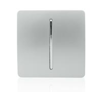 Trendi 1 Gang 2 Way 240V Screwless Raised Front Plate Plastic Artistic Modern Glossy 10 Amp Chrome Rocker Single Electrical Wall Light Switch Platinum Silver - ART-SS2SI