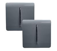 Trendi 1 Gang 2 Way Artistic Modern Glossy 10 Amp Rocker Tactile Light Switch Warm Grey (2 Pack)
