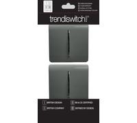 Trendi 1 Gang 2 Way Artistic Modern Glossy 10 Amp Rocker Tactile Light Switch Charcoal (2 Pack)
