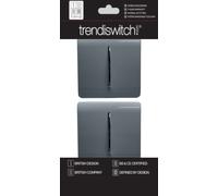 Trendi 1 Gang 2 Way Artistic Modern Glossy 10 Amp Rocker Tactile Light Switch Warm Grey (2 Pack)