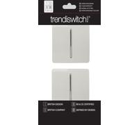 Trendi 1 Gang 2 Way Artistic Modern Glossy 10 Amp Rocker Tactile Light Switch Ice White (2 Pack)