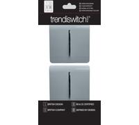 Trendi 1 Gang 2 Way Artistic Modern Glossy 10 Amp Rocker Tactile Light Switch Cool Grey (2 Pack)