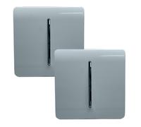 Trendi 1 Gang 2 Way Artistic Modern Glossy 10 Amp Rocker Tactile Light Switch Cool Grey (2 Pack)