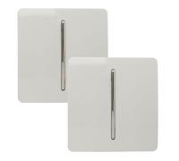Trendi Switch 1 Gang 1 or 2 Way Ice White Rocker Light Switch 2 Pack