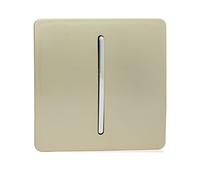 Trendi 1 Gang 3 Way Intermediate 240V Screwless Raised Front Plate Plastic Artistic Modern Glossy 10 Amp Chrome Rocker Single Electrical Wall Light Switch Champagne Gold - ART-SS9GO