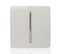 Trendi 1 Gang 3 Way Intermediate 240V Screwless Raised Front Plate Plastic Artistic Modern Glossy 10 Amp Chrome Rocker Single Electrical Wall Light Switch Ice White - ART-SS9WH